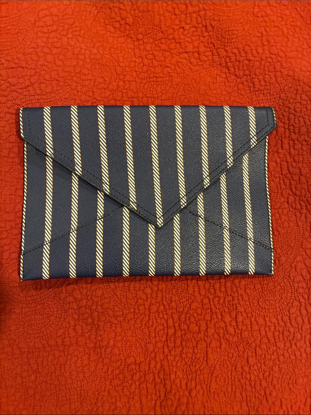 Like New Banana Republic Blue and White Stripe Envelope Clutch